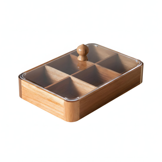 Wooden Six-Section Serving Platter